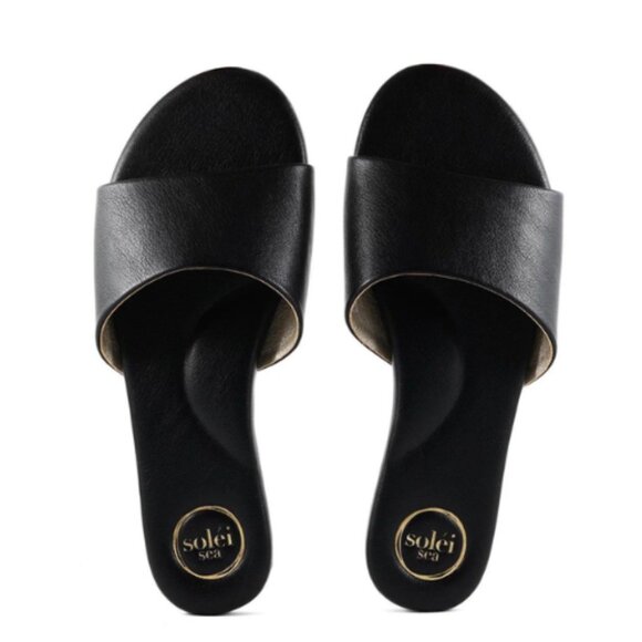 Solei Sea Jolie Slide Sandals – Black, Size 9 - Picture 2 of 5
